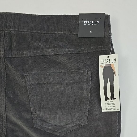 Kenneth Cole Reaction Women's Corduroy Pants Charcoal Grey Stretch Size 8 - Picture 8 of 15